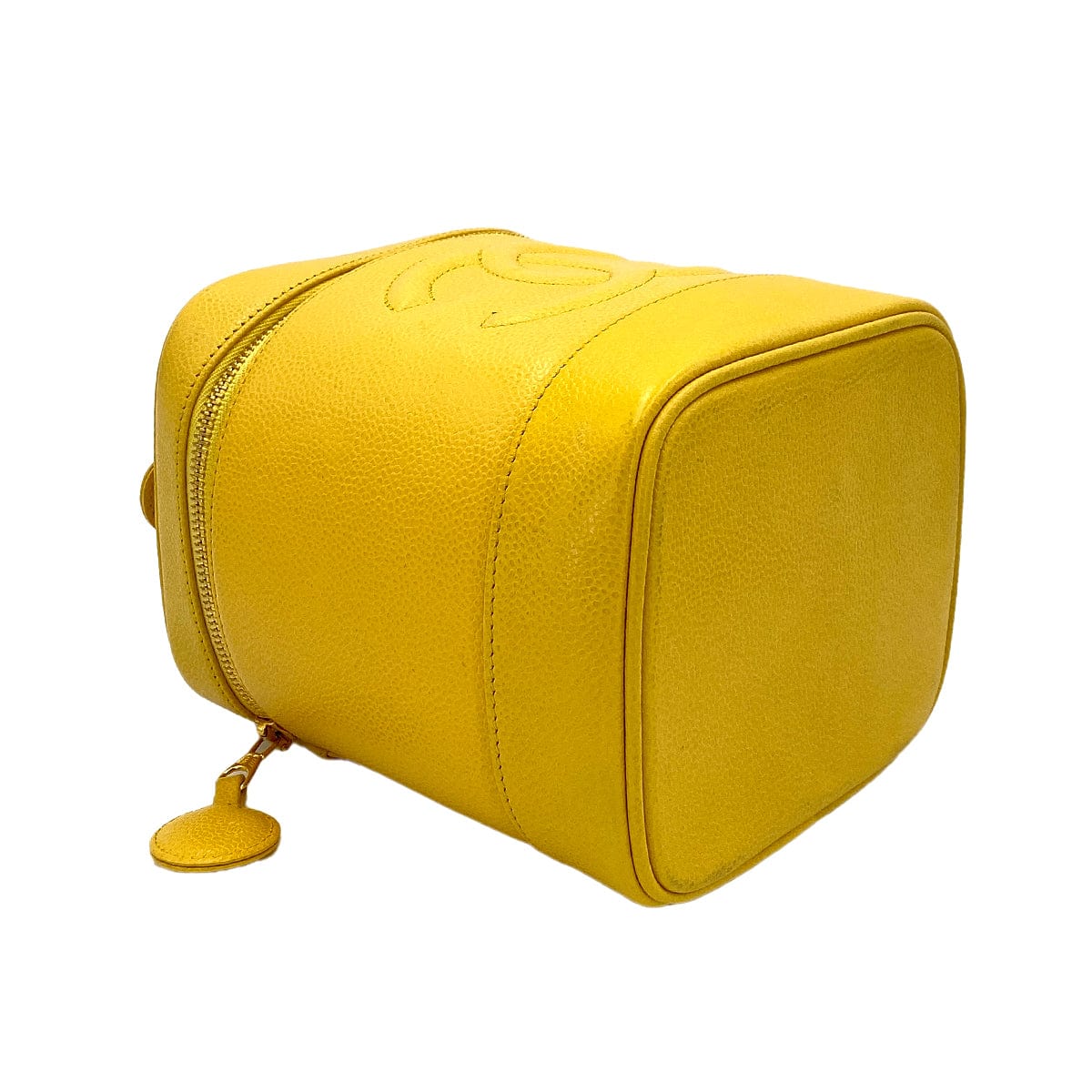 CHANEL VINTAGE VANITY HAND BAG YELLOW CAVIAR SKIN 90245785