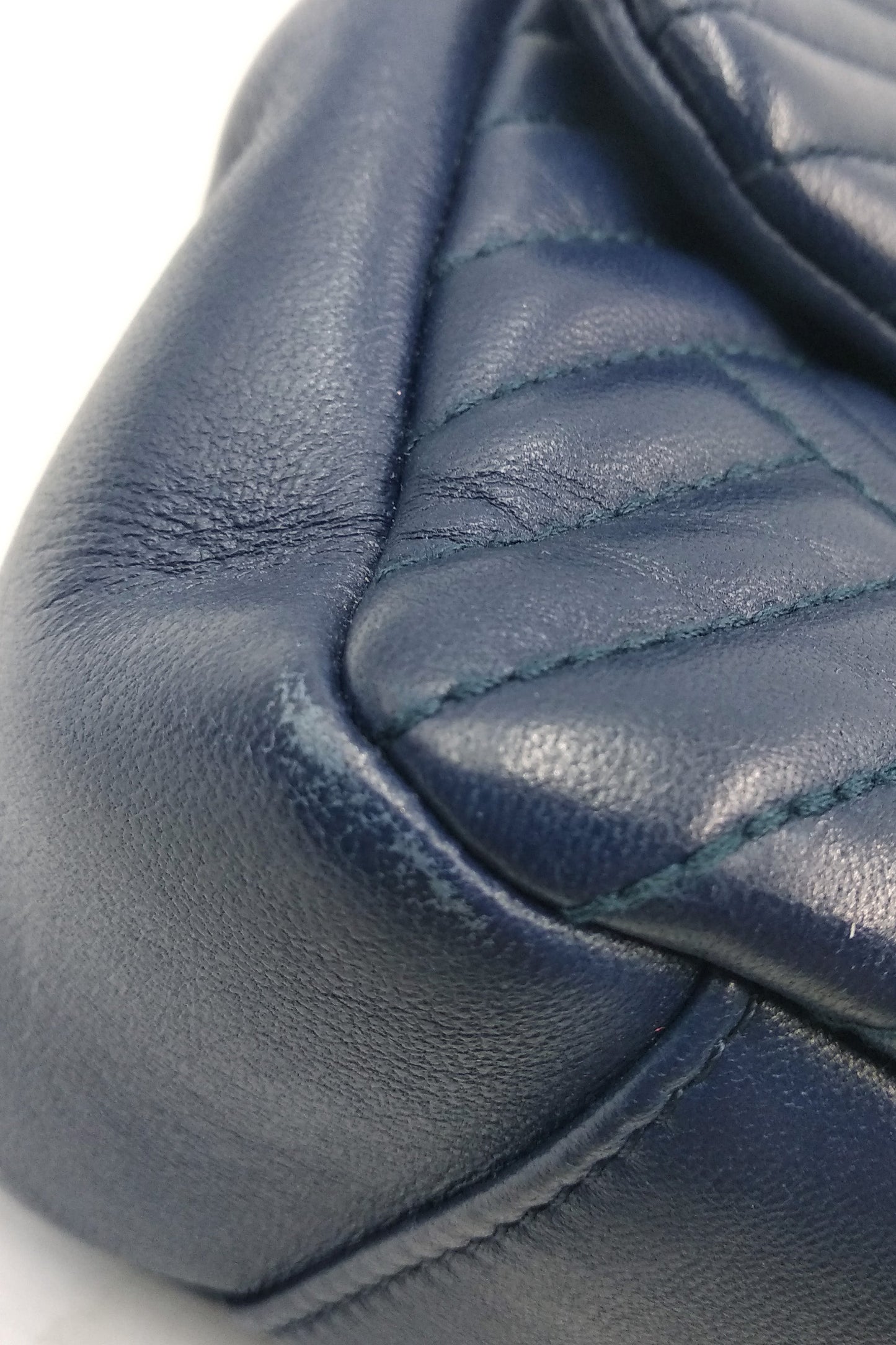 Chevron Jumbo Crossing Classic Single Flap Bag Navy