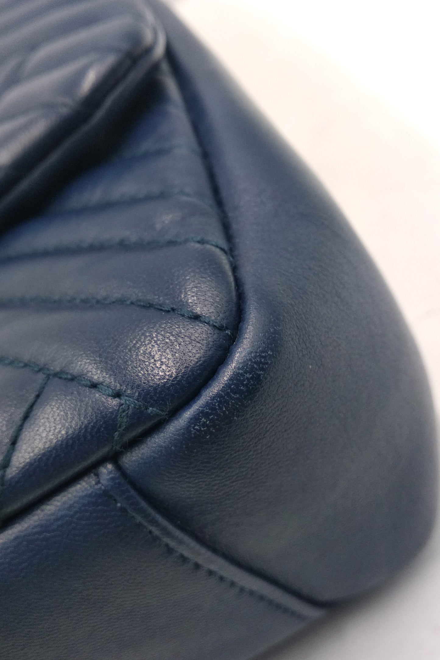 Chevron Jumbo Crossing Classic Single Flap Bag Navy