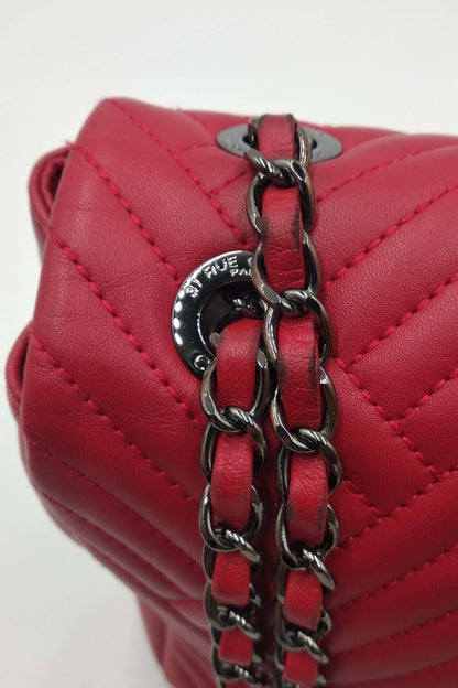 Chevron Jumbo Crossing Classic Single Flap Bag Red