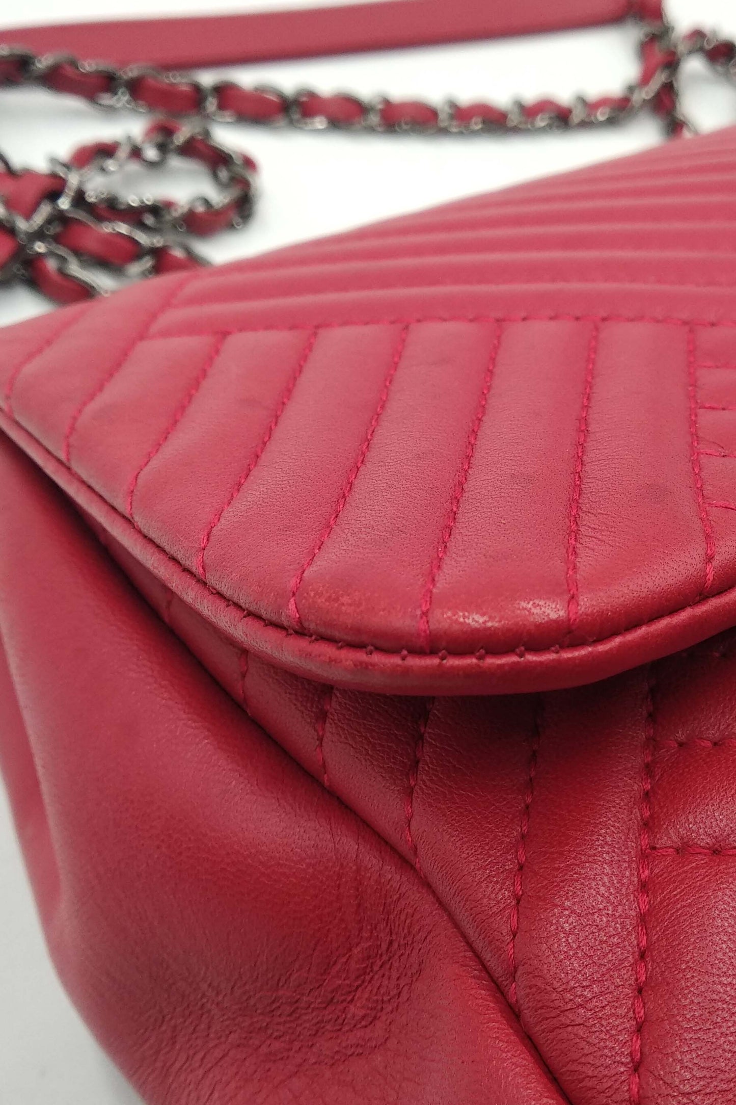 Chevron Jumbo Crossing Classic Single Flap Bag Red