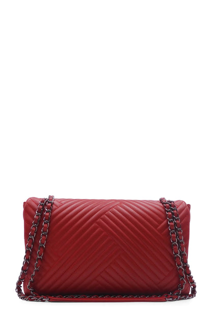 Chevron Jumbo Crossing Classic Single Flap Bag Red