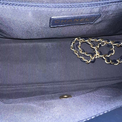 Chic Flap Jumbo Quilted Calfskin Dark Blue Golden Hardware Series 21