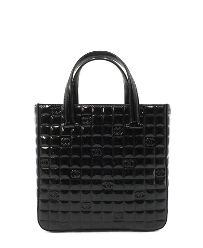 Chocolate Bar Patent Tote Black