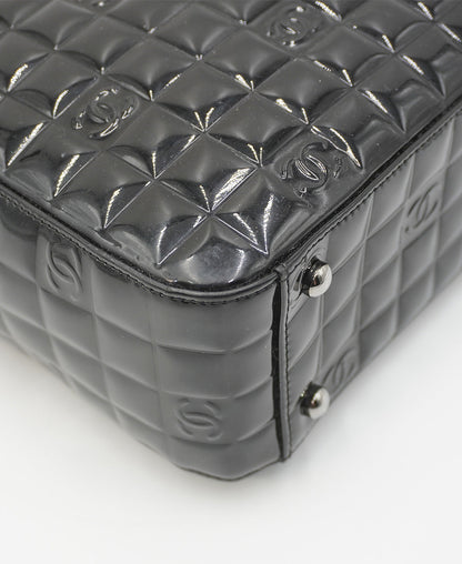 Chocolate Bar Patent Tote Black