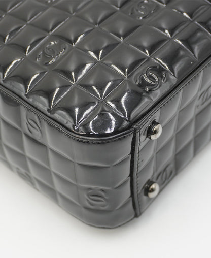 Chocolate Bar Patent Tote Black