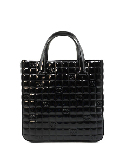 Chocolate Bar Patent Tote Black