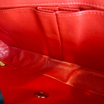 Classic Flap East West Lambskin Perforated Red SHW No 11