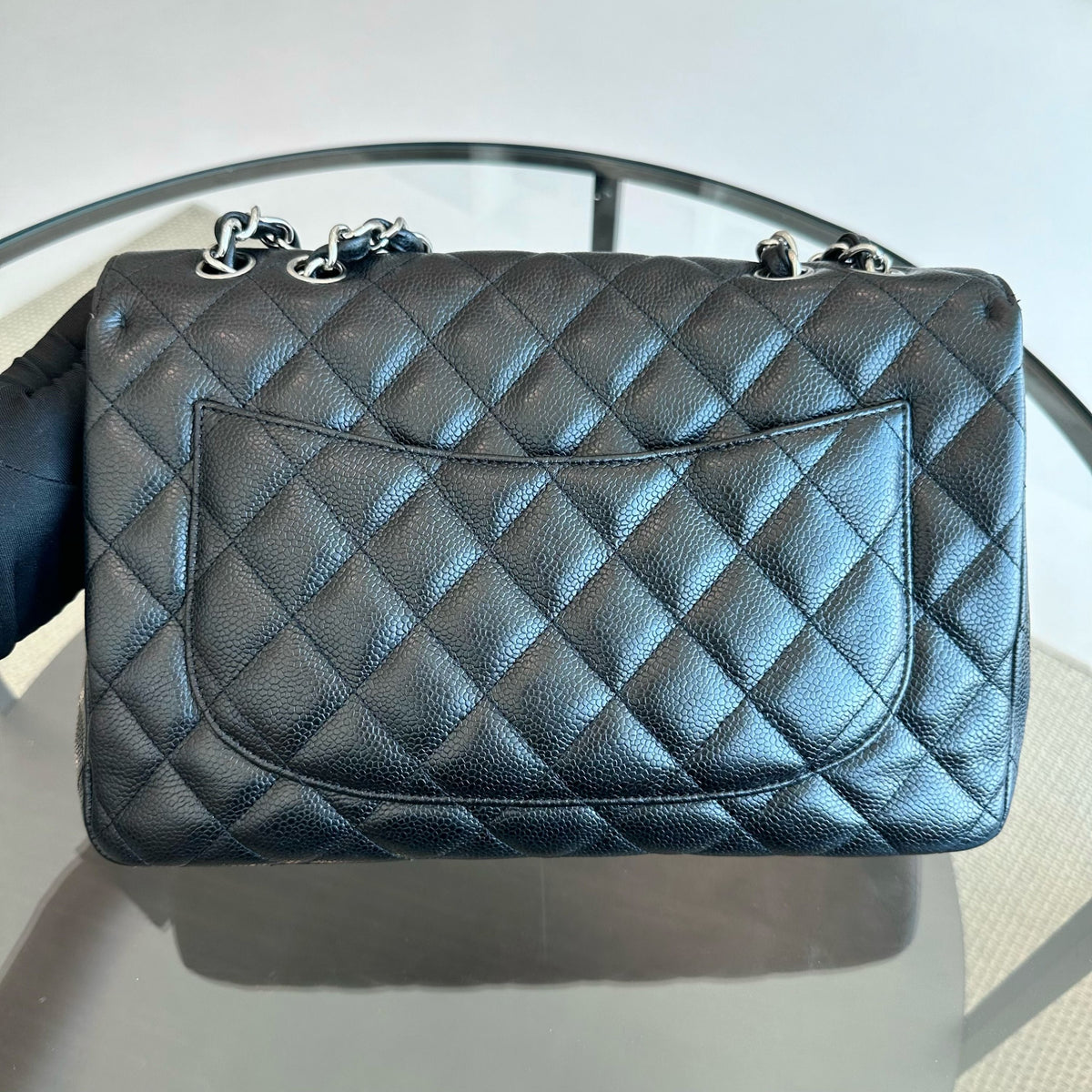 Classic Flap Jumbo 30cm Single Flap Black SHW No 13