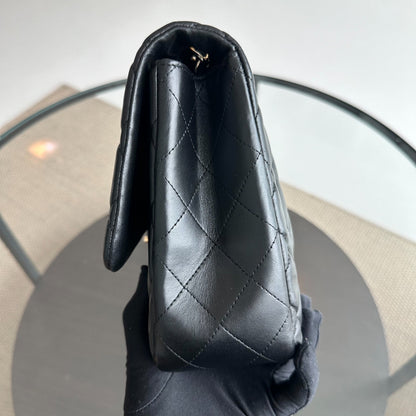 Classic Flap Jumbo 30CM Single Flap Quilted Lambskin Black GHW No 14