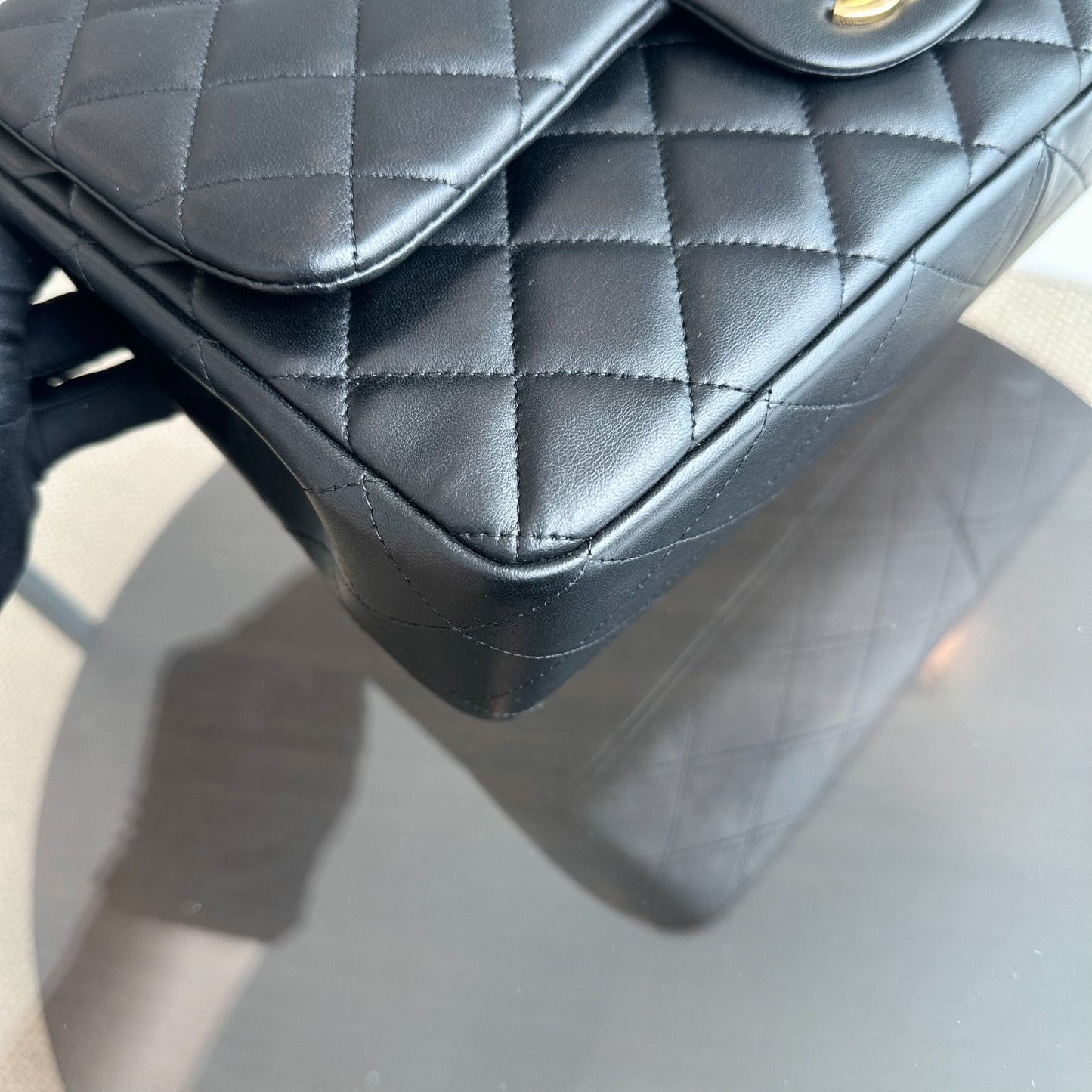 Classic Flap Jumbo 30CM Single Flap Quilted Lambskin Black GHW No 14