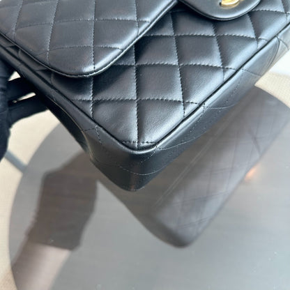 Classic Flap Jumbo 30CM Single Flap Quilted Lambskin Black GHW No 14