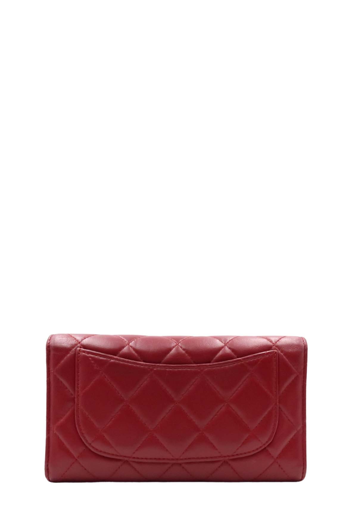 Classic Interlocking CC Logo Trifold Wallet Red