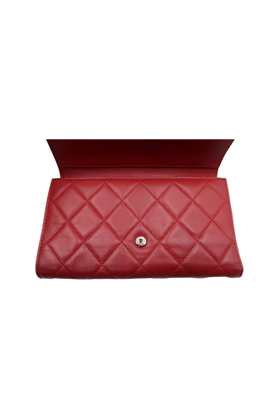 Classic Interlocking CC Logo Trifold Wallet Red