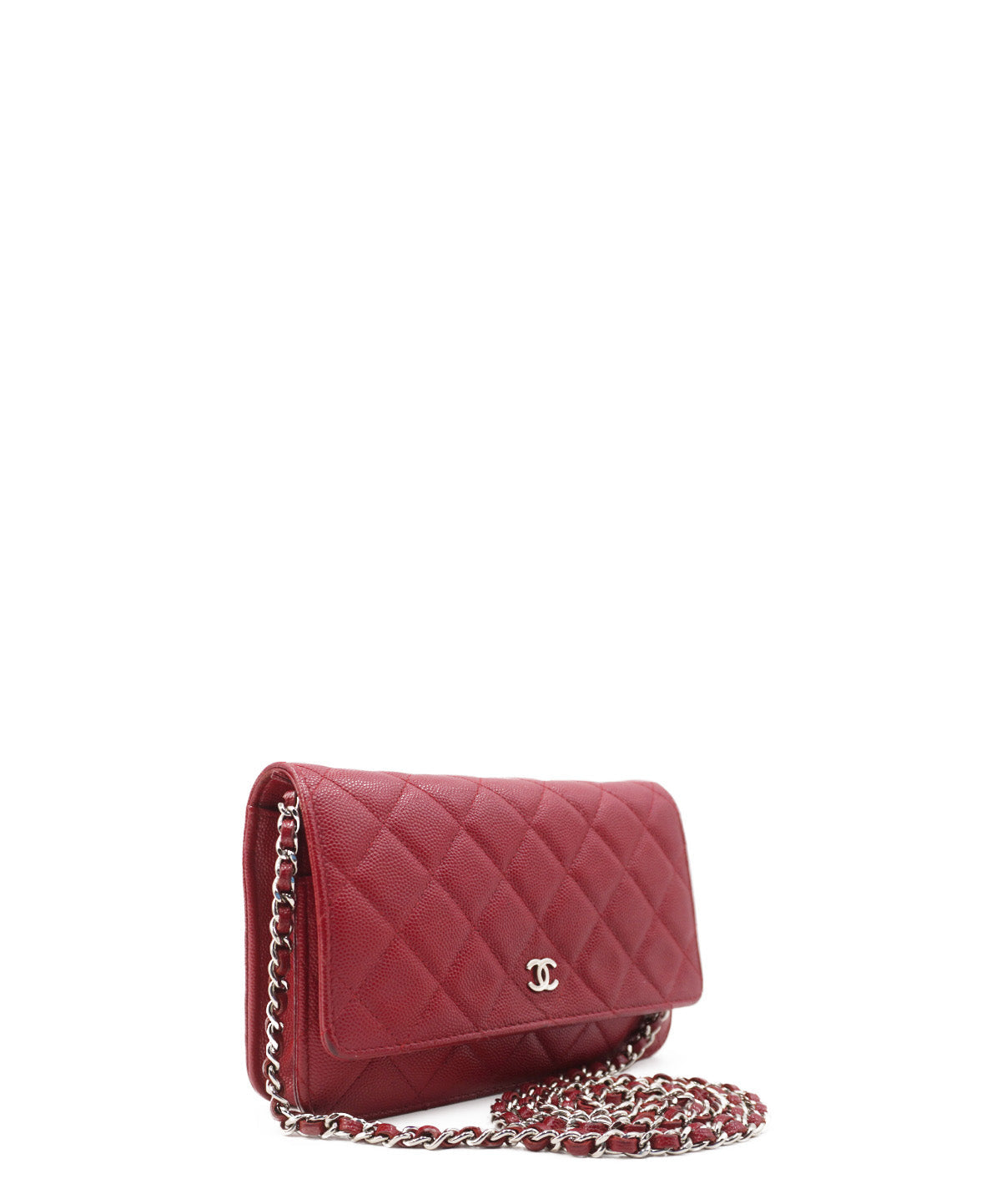 Classic Quilted Wallet On Chain Red