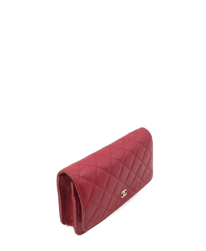 Classic Quilted Wallet On Chain Red