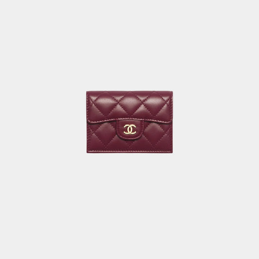 Classic Small Flap Wallet Lambskin Dark Burgundy