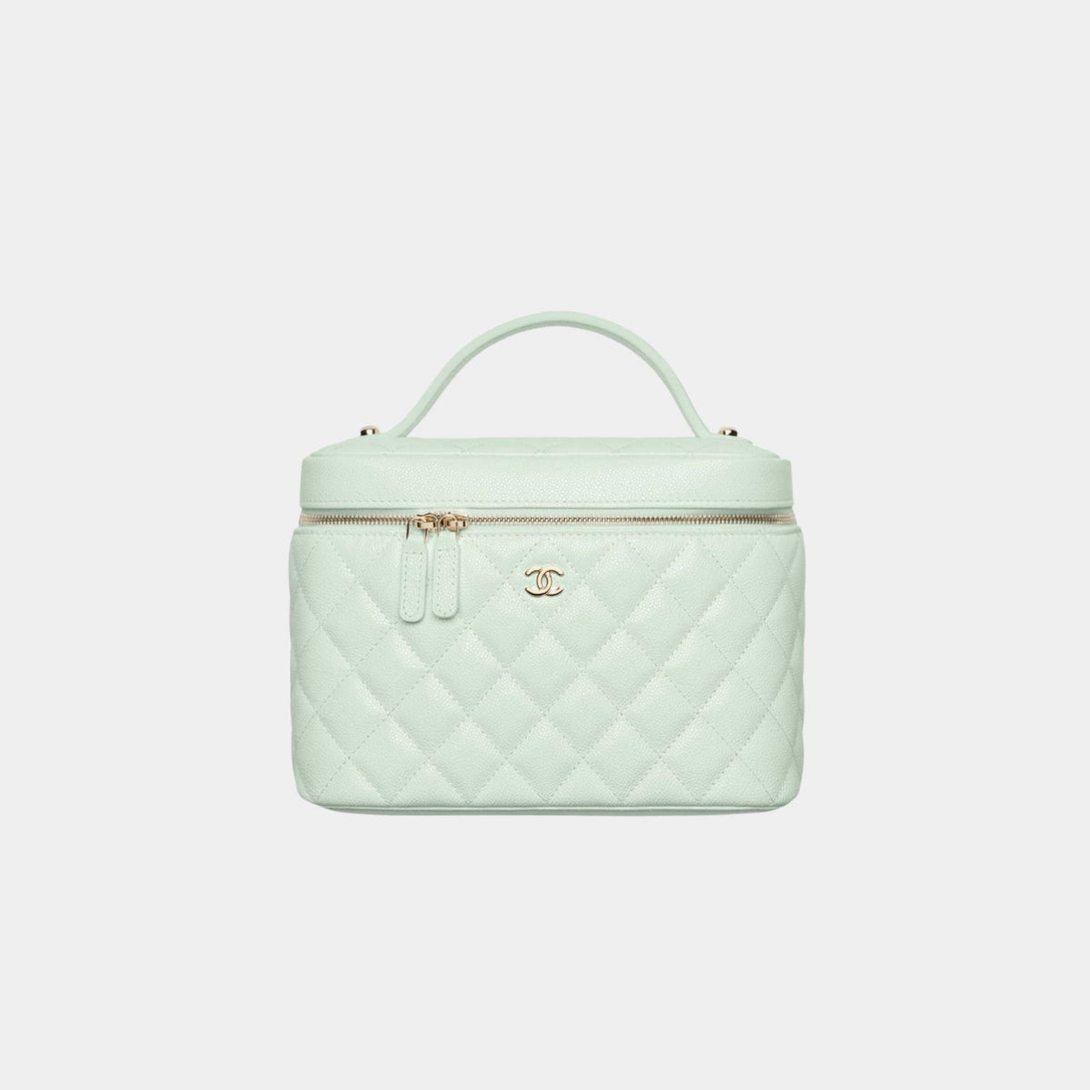 Chanel Classic Vanity Pouch in Grained Shiny Calfskin, Light Green