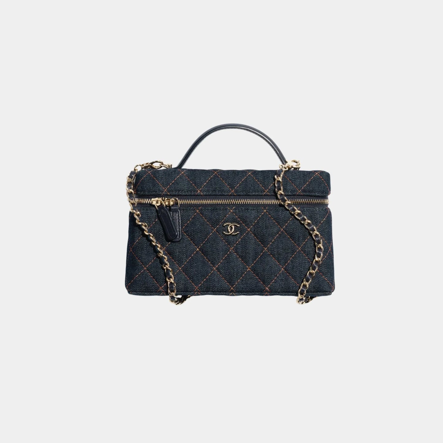 Classic Vanity With Chain Denim & Gold Metal