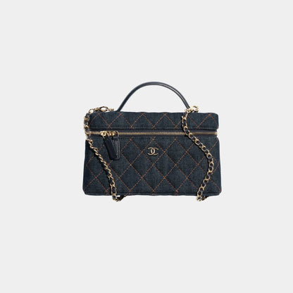 Classic Vanity With Chain Denim & Gold Metal