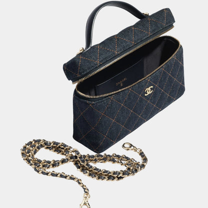 Classic Vanity With Chain Denim & Gold Metal