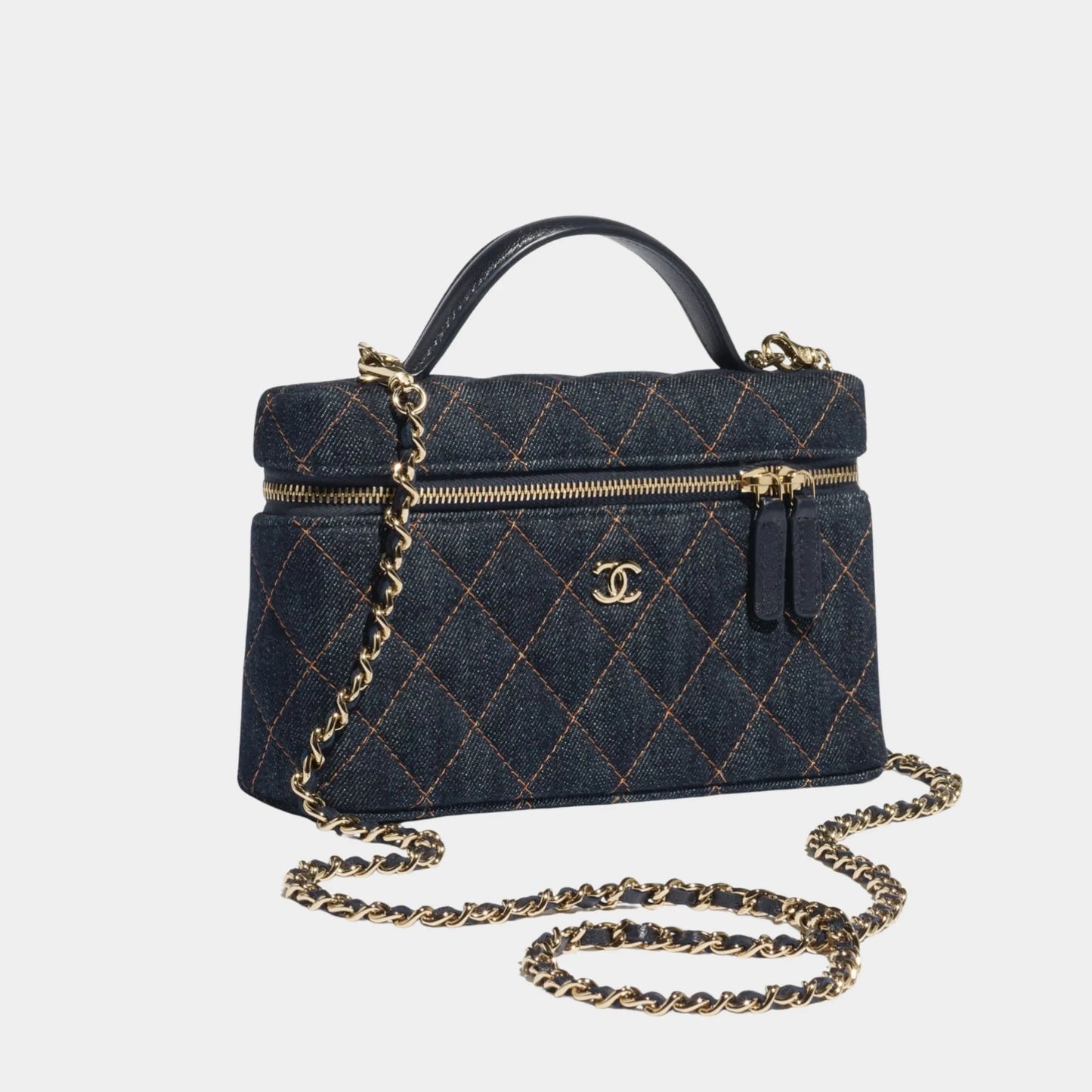 Classic Vanity With Chain Denim & Gold Metal