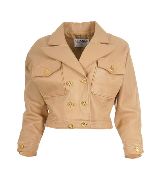 Chanel 017 #40 lambskin leather crop jacket  ASL9220