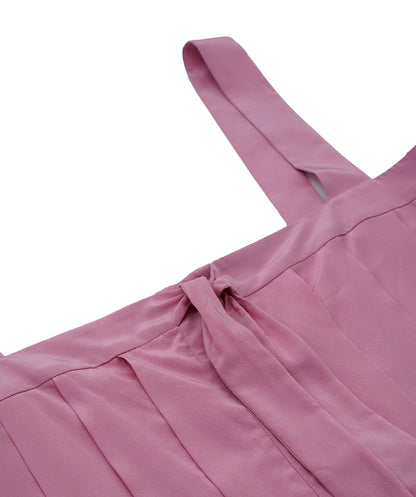 Chanel 100% Silk Pink Pleated Mini Dress ASL4603