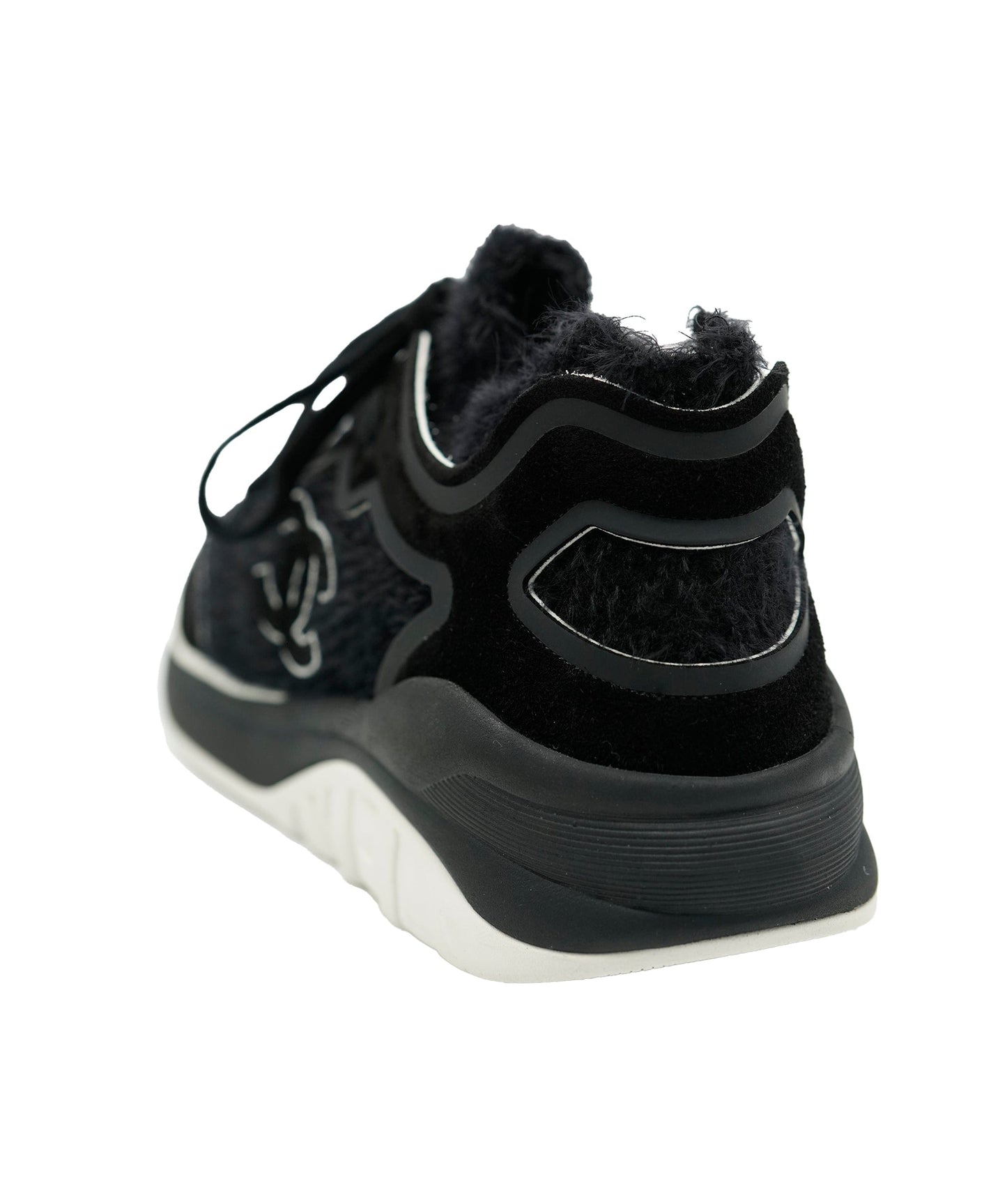 Chanel 19B Black Fabric Calfskin CC Sneakers ABC0267