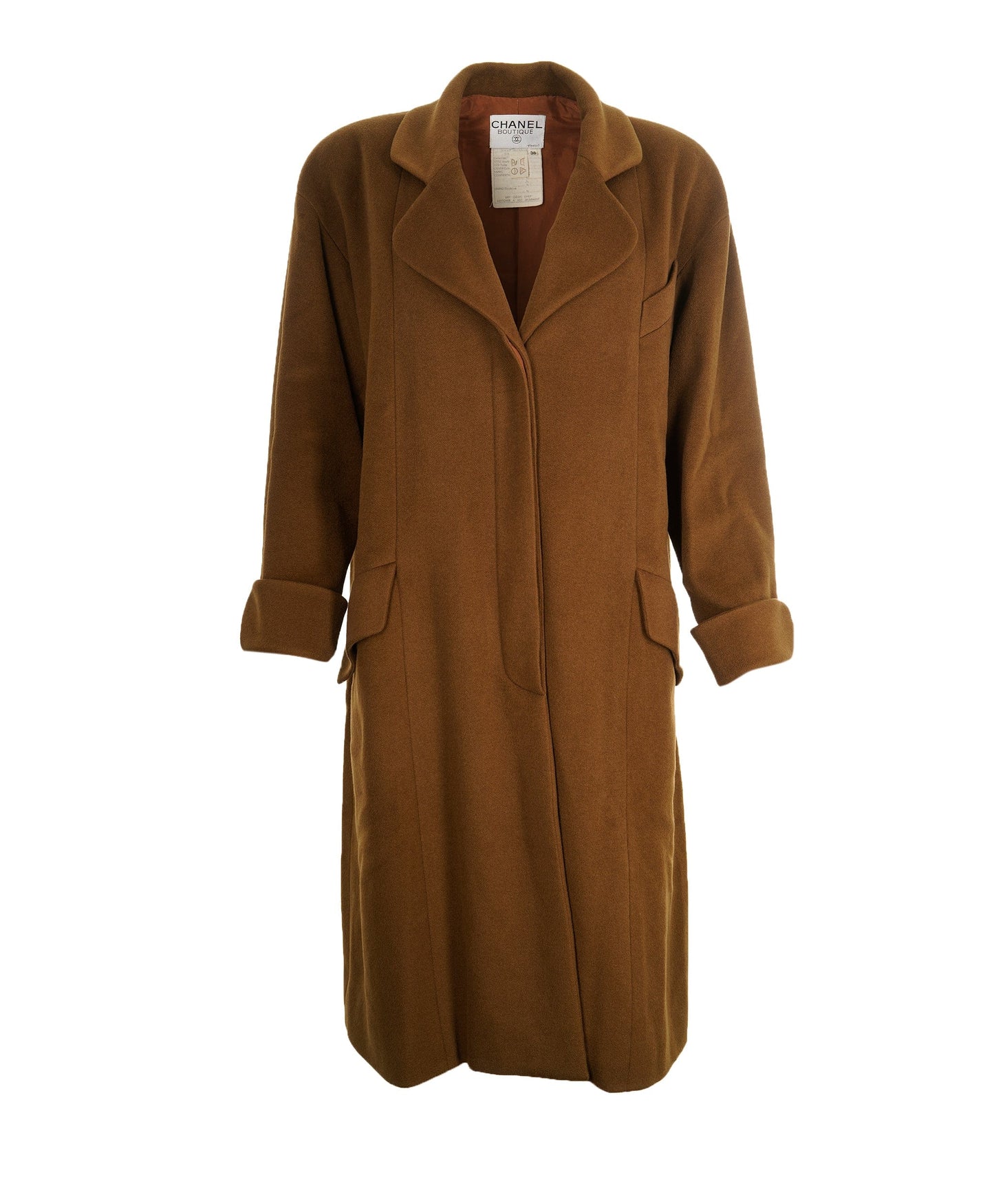 Chanel #36 CC Logos Button Long Sleeve Jacket Coat Brown Cashmere 79777 ASL9049