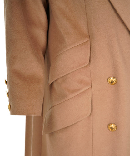 Chanel CC Logos Button Double Breasted Long Sleeve Jacket Coat Beige  ASL9222