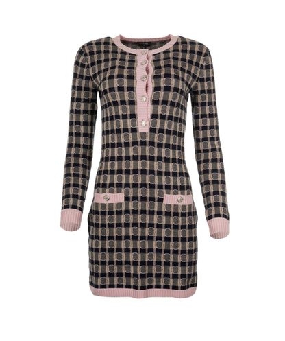 Chanel Dress knitted Coco black white pink FR36  AVC1250