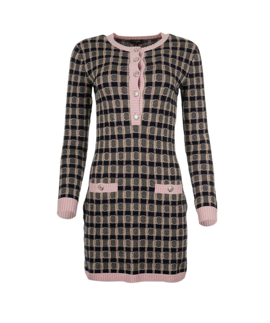 Chanel Dress knitted Coco black white pink FR36  AVC1250