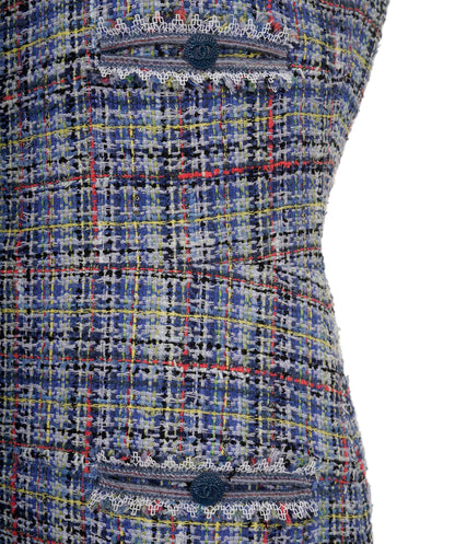 Chanel Dress tweed blue SS09 FR36  AVC1255