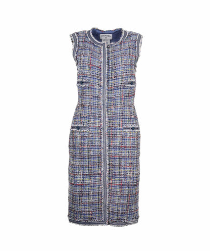 Chanel Dress tweed blue SS09 FR36  AVC1255
