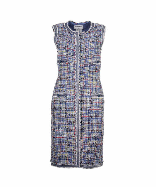 Chanel Dress tweed blue SS09 FR36  AVC1255