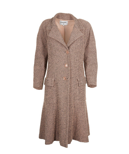 Chanel Dusty Pink Tweed Coat with CC Buttons Size FR 40 (UK 12) ASL9733