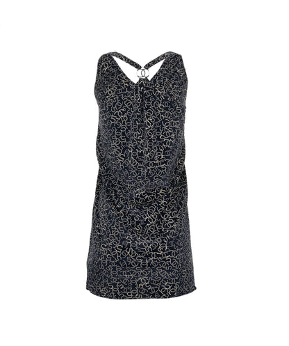Chanel Logo Velour Dress Navy ASL4794