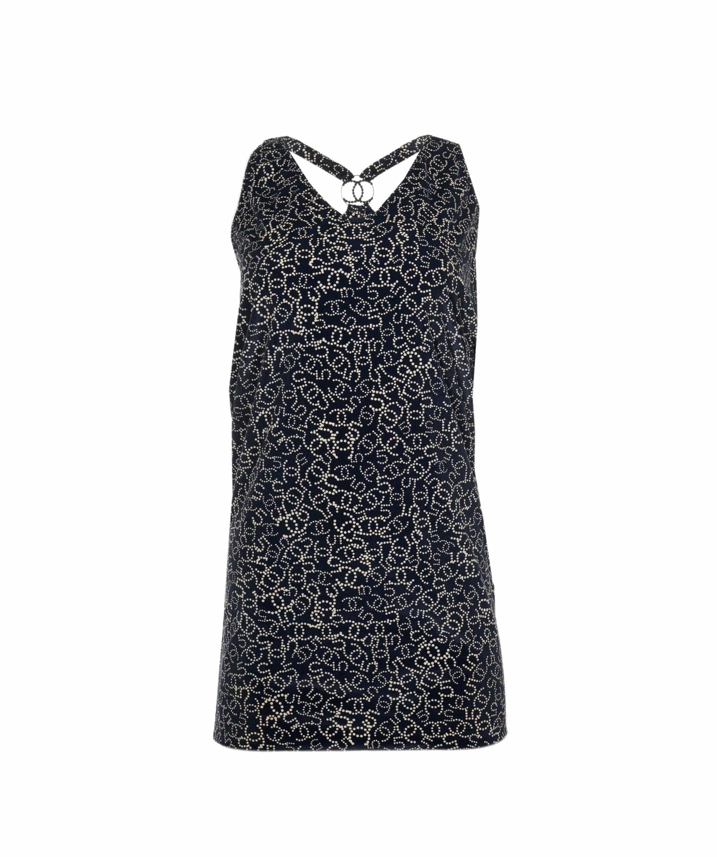 Chanel Logo Velour Dress Navy ASL4794
