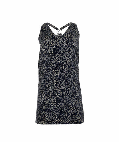 Chanel Logo Velour Dress Navy ASL4794