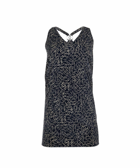 Chanel Logo Velour Dress Navy ASL4794