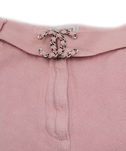 Chanel pink cotton terry shorts with CC chain logo buckle ASL4725