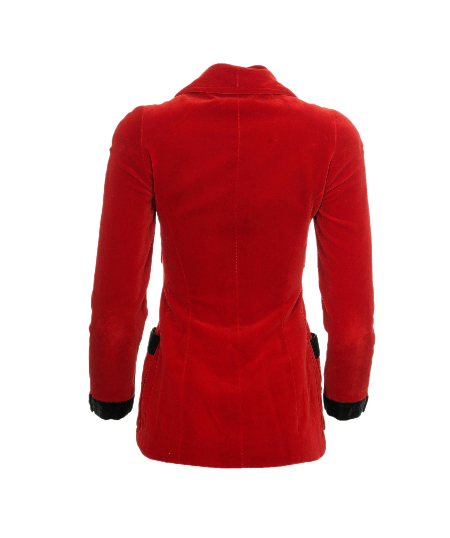 Chanel Red Velvet Black Trim Jacket ASL4541