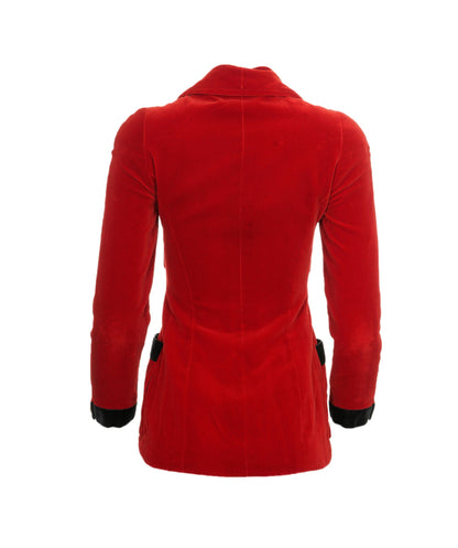 Chanel Red Velvet Black Trim Jacket ASL4541