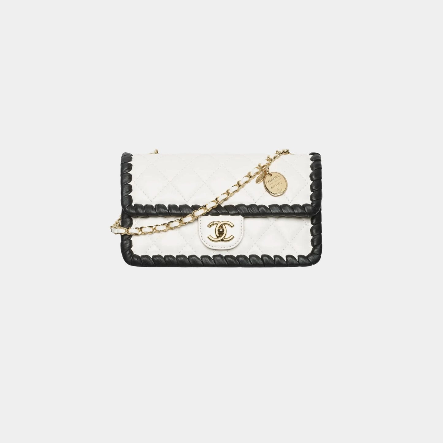Chanel Clutch With Chain Lambskin Braided Calfskin & Gold Tone Metal, Front 