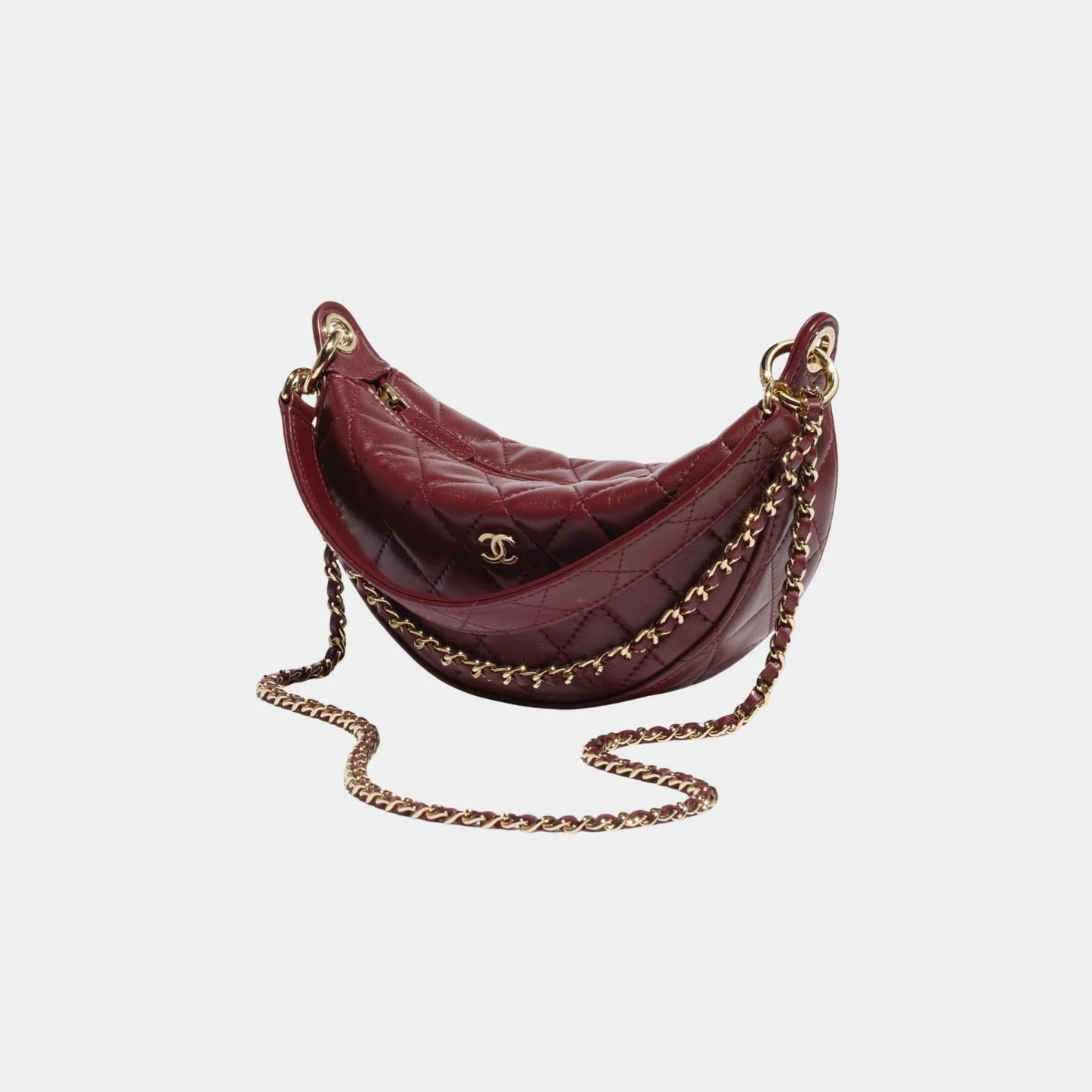 Clutch With Chain Lambskin Dark Burgundy
