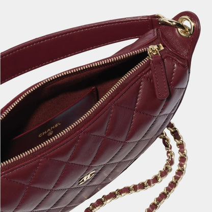 Clutch With Chain Lambskin Dark Burgundy