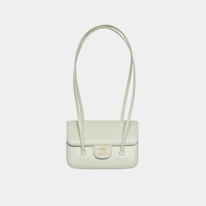 Chanel Clutch With Leather Strap Calfskin & Gold Tone Metal, Light Green