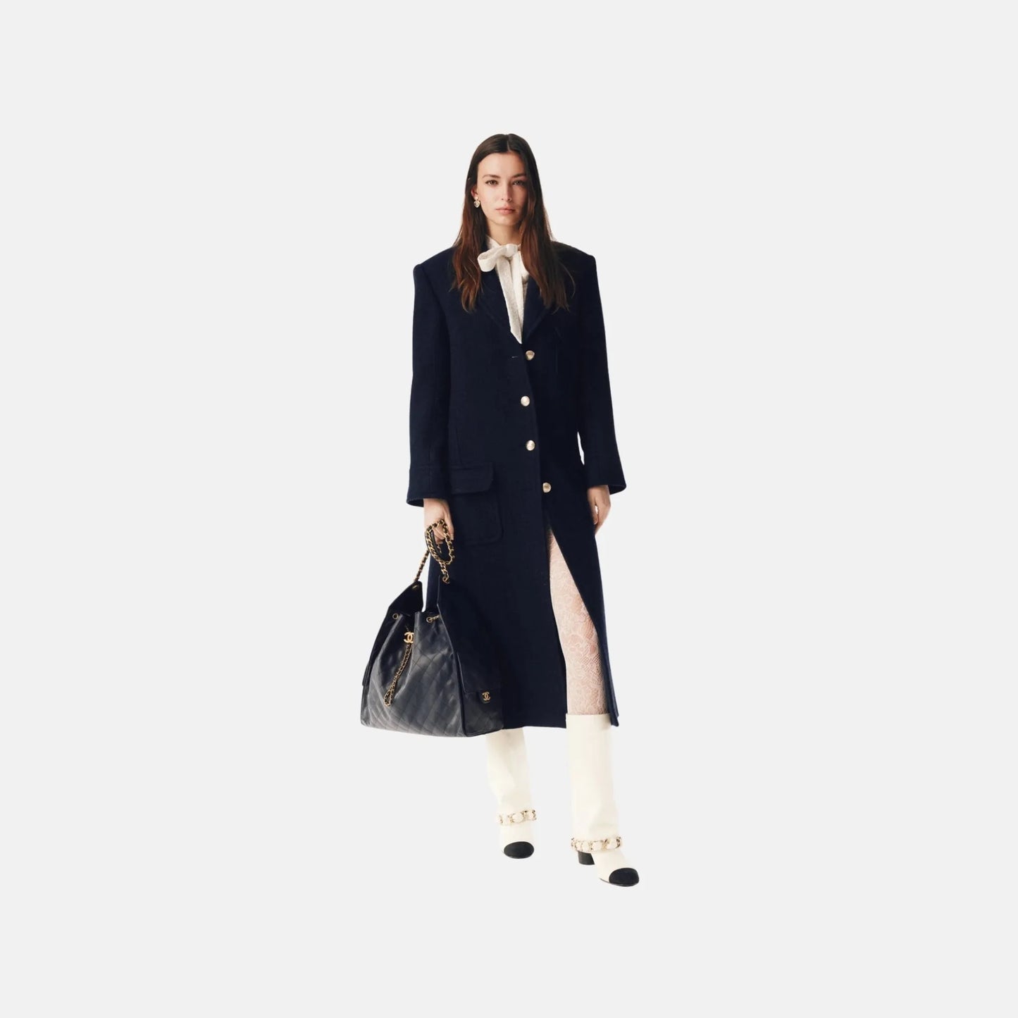 Chanel Coat in Wool and Cashmere Tweed, Front