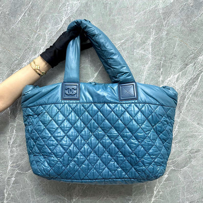 Coco Cocoon Quilted Nylon Tote Blue No 13